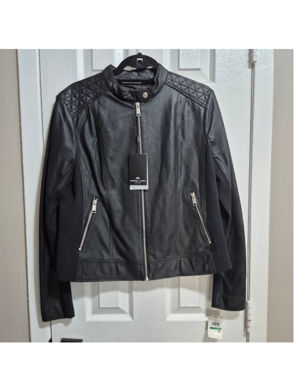 Women's Andrew Marc Leather Jacket Size L Black - Picture 4 of 8